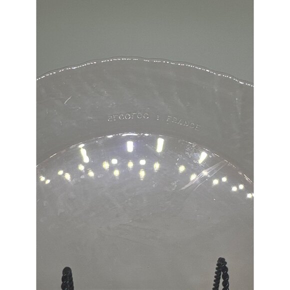 VTG Rosaline Pink Swirl Glass Plate 8" | Fire-King Style Opalescent Ruffled Rim - Picture 3 of 4